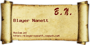 Blayer Nanett névjegykártya